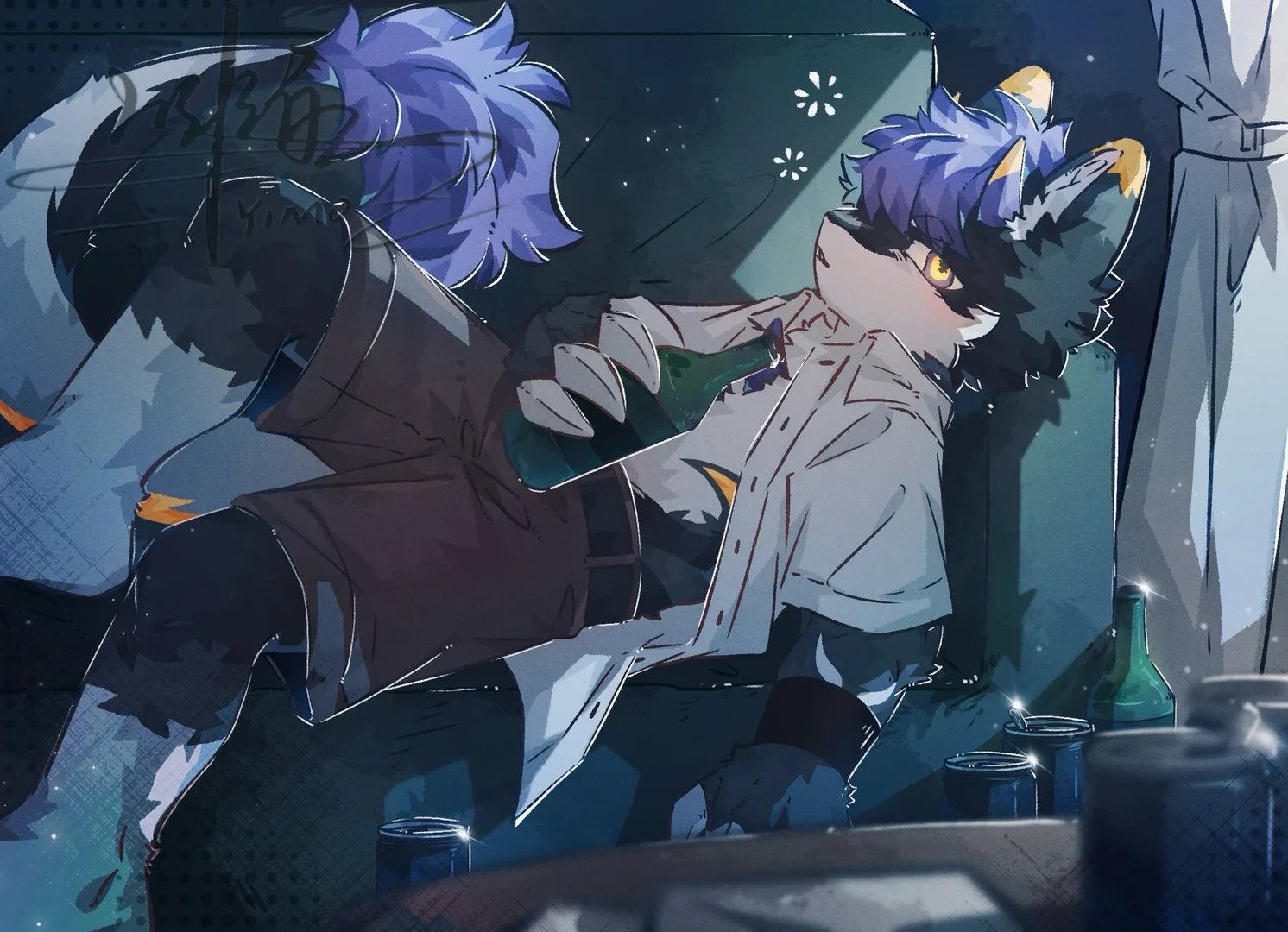 夜色里,倚在窗边的以陌